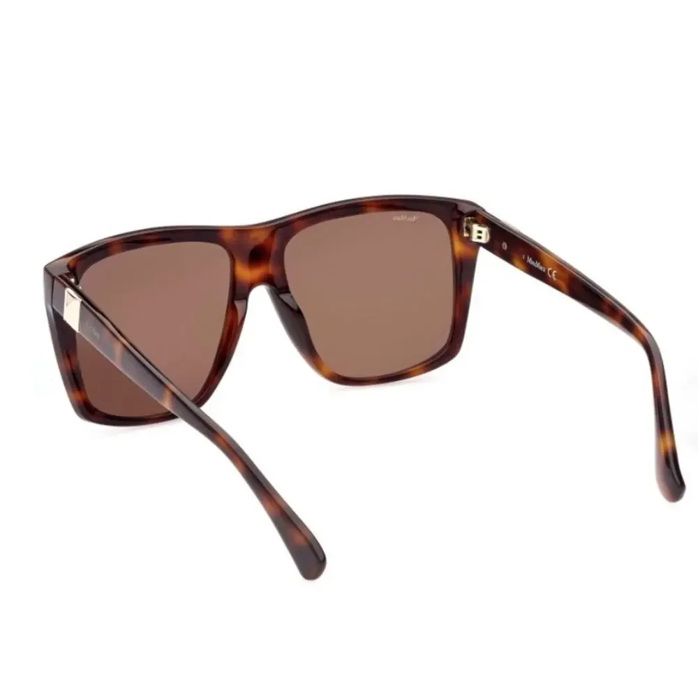 NEW MAXMARA Prism Oversized Tortoiseshell Brown Square Gold Stud Sunglasses Case